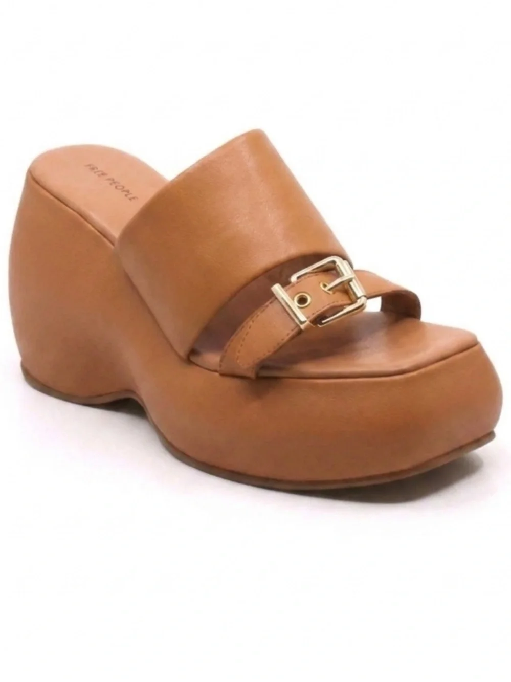 Free People Mila Minimal Wedge In Vachetta